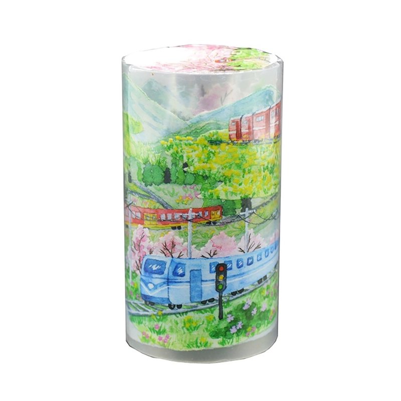 春天的火車 PET 紙膠帶 - 紙膠帶/和紙/PET - 塑膠 多色