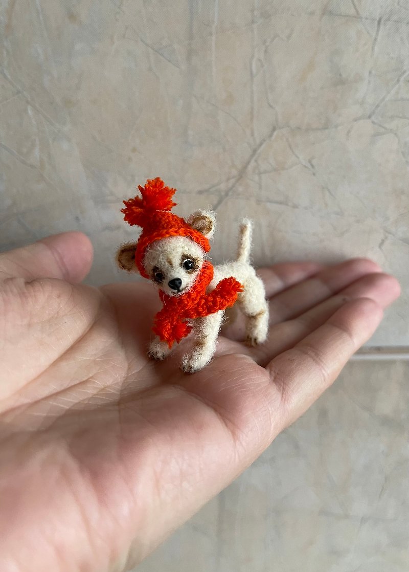 Miniature realistic chihuahua dog chihua puppy ooak pet replica 1 to 6 scale toy - Knitting, Embroidery, Felted Wool & Sewing - Thread Gold