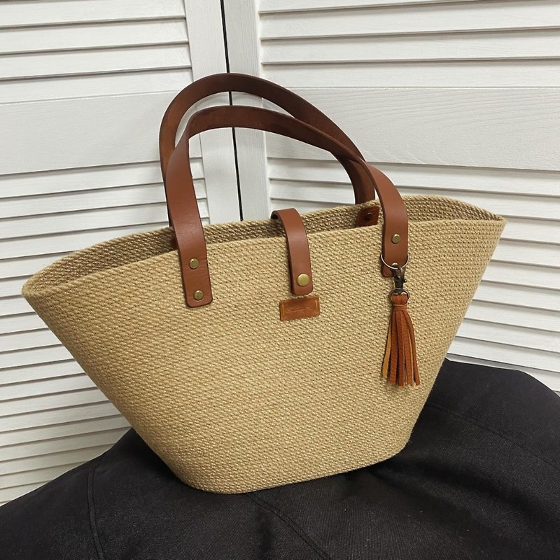 Jute tote bag Straw Market Bag Shopping bag Eco bag French basket bag Beach Bag - 手袋/手提包 - 環保材質 