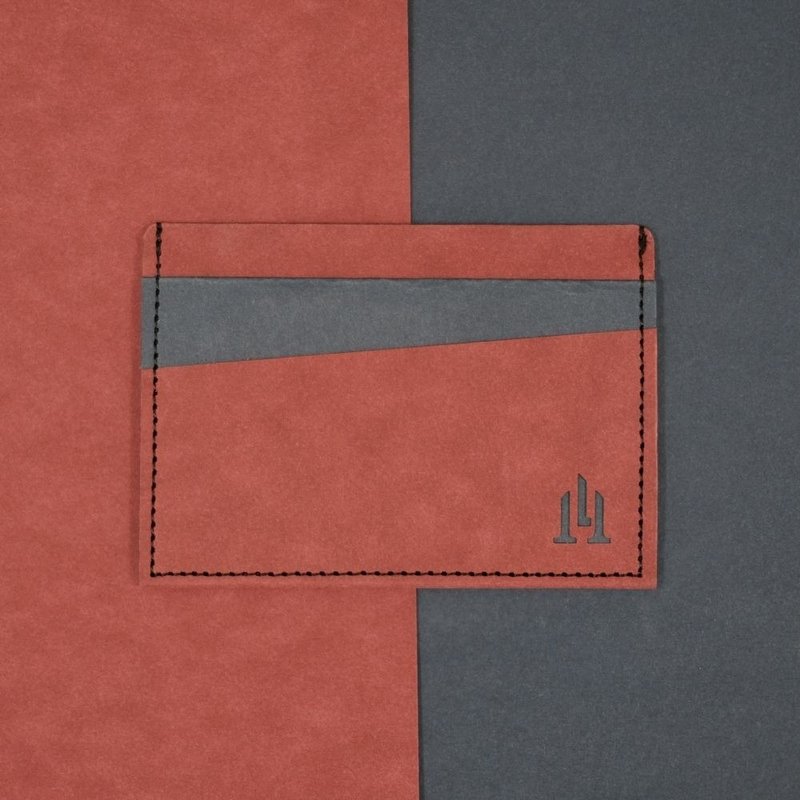 Full Protection RFID-Blocking Card Holder, Vintage Red & Blue, 5 Card Slots Shielded, Anti-theft, Anti-demagnetization, MIT - กระเป๋าสตางค์ - วัสดุอีโค 