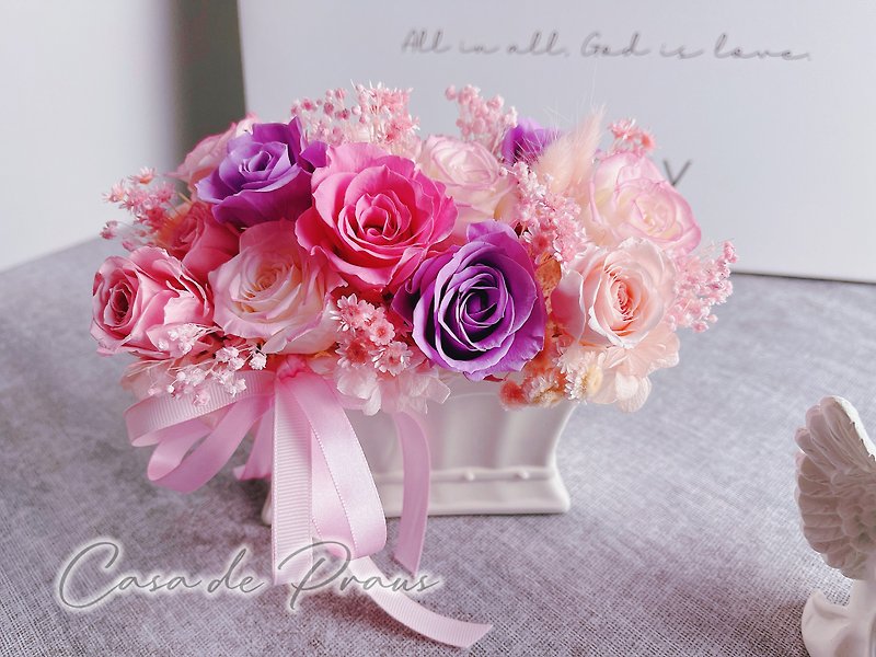 非常にロマンチックなパープルのオープニング テーブルの花 - ドライフラワー・ブーケ - 寄せ植え・花 ピンク