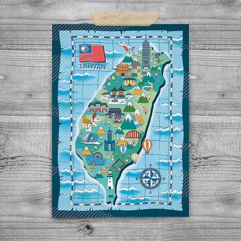 台湾イメージポストカード-海図 - カード・はがき - 紙 ホワイト