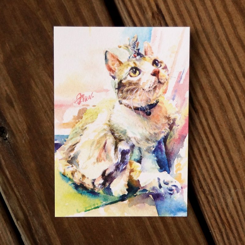 Watercolor painted hair boy series postcard - Princess gave a smile - Cards & Postcards - Paper Multicolor