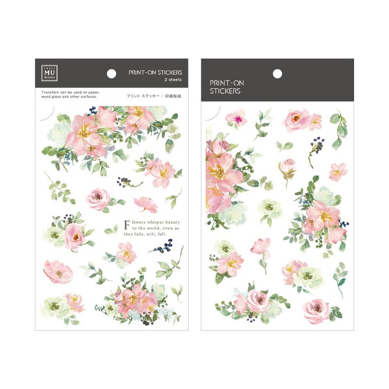 【Print-On Stickers 轉印貼紙】no.170-芙蓉流花 | 花草系列 - 貼紙 - 其他材質 粉紅色