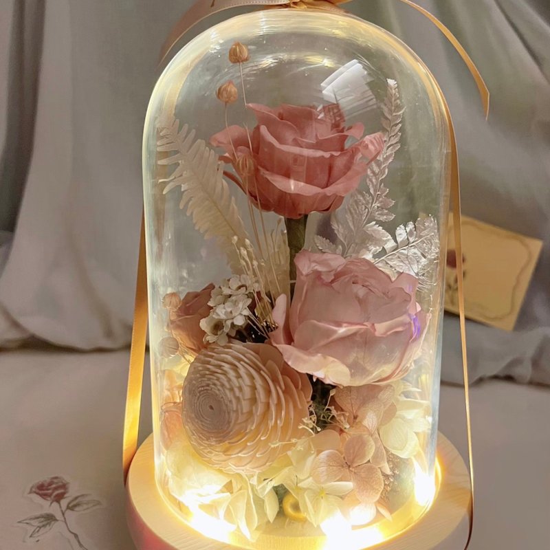 Rose Floral Magic Cup - Preserved Flowers Dried Flowers Glass Cup Night Light - Dried Flowers & Bouquets - Plants & Flowers Pink