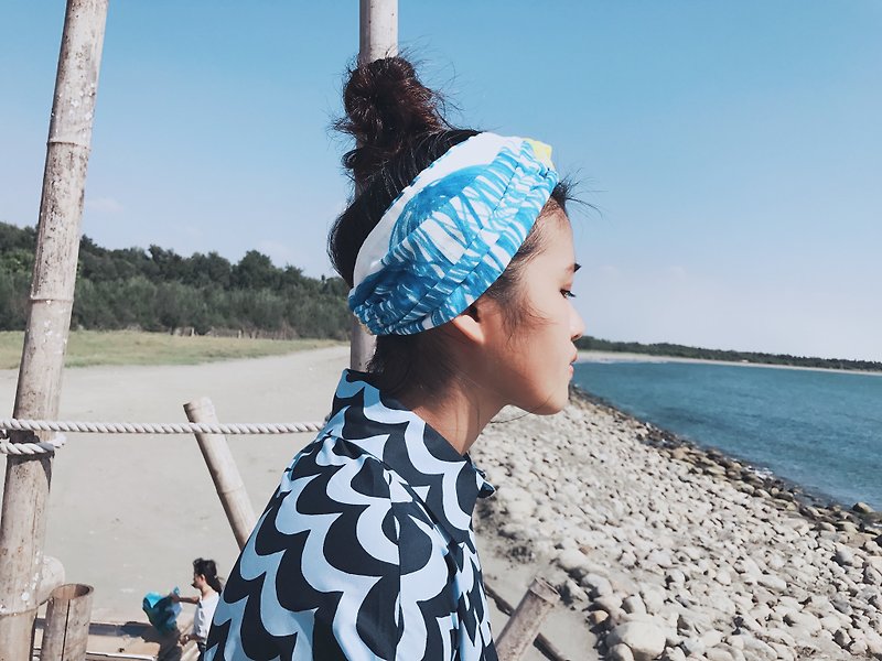 Little artist towel cap type elastic extreme wide / handmade hair band - Hair Accessories - Cotton & Hemp Multicolor