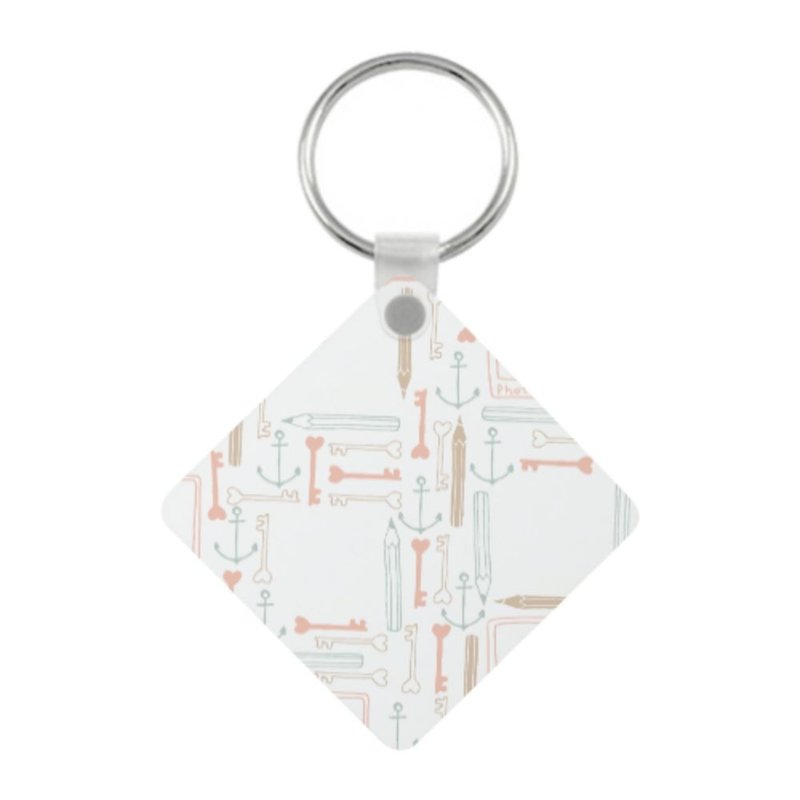Square Shaped Keychain - ที่ห้อยกุญแจ - ไม้ 