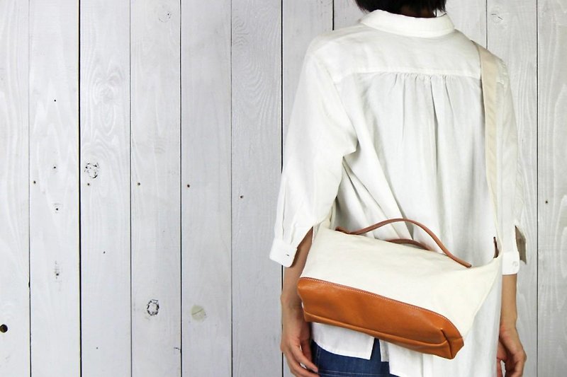 nomad-mini / generated Kurashiki canvas x leather shoulder bag - Handbags & Totes - Cotton & Hemp Green