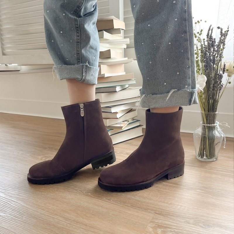 2WAY can change the length! Genuine leather boots suitable for all leg types - brown - Women's Boots - Genuine Leather Brown