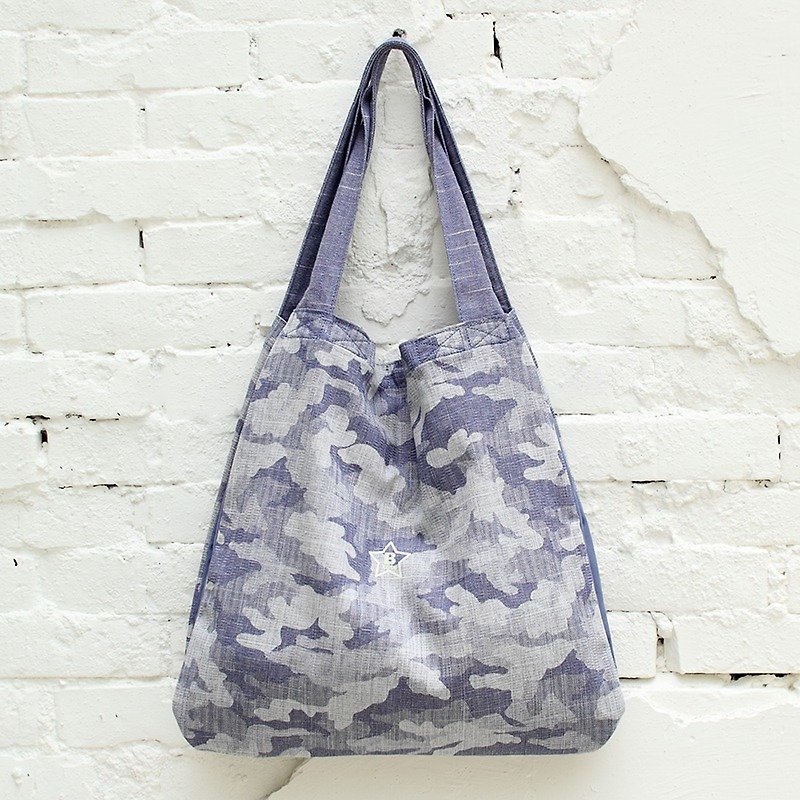 Double layer Tote bag - cloud blue _100414 - Messenger Bags & Sling Bags - Polyester Blue