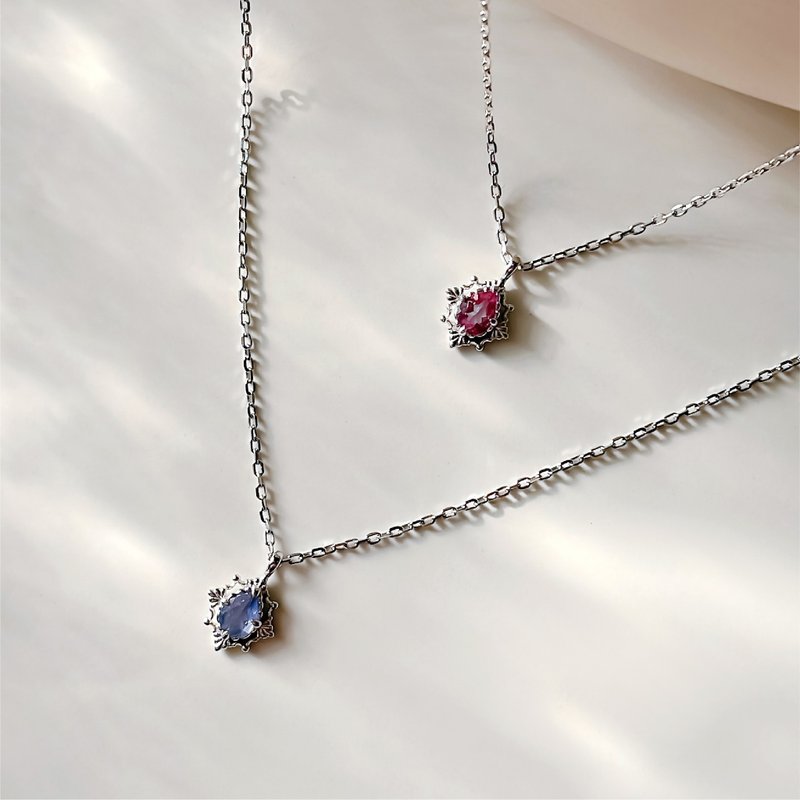 Stone/Cordierite [Floating Glacier] s925 sterling silver necklace || Exclusive edition - Necklaces - Sterling Silver Khaki