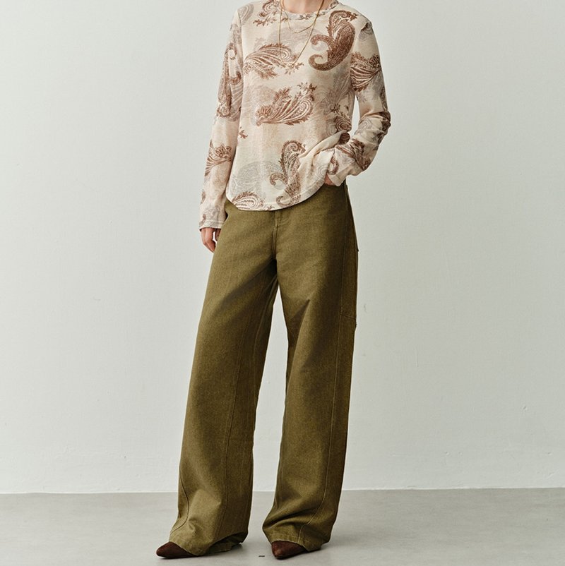 [JU Hao Chuan Xi Shan] French Minimalist Twill Curved/Straight Cut Trousers - Unisex Pants - Cotton & Hemp Multicolor