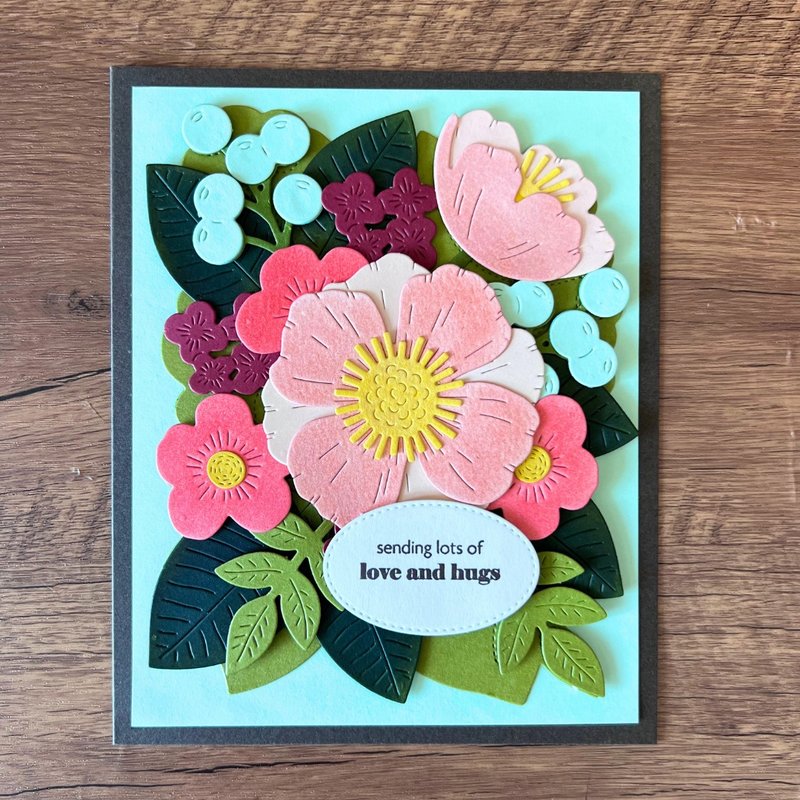 sending lots of love and hugs flowers layering All Occasions Card - Cards & Postcards - Paper Multicolor