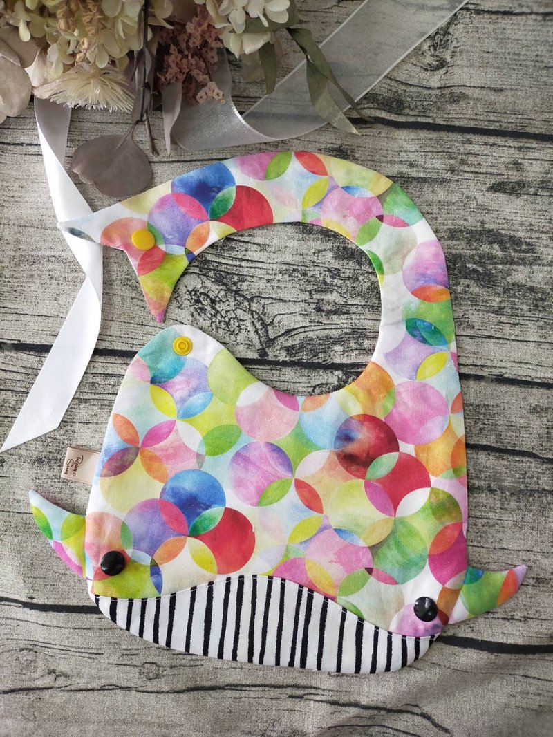 Hand-made bibs pure cotton bibs whale series bibs baby bibs bibs moon ceremony - Bibs - Cotton & Hemp Pink