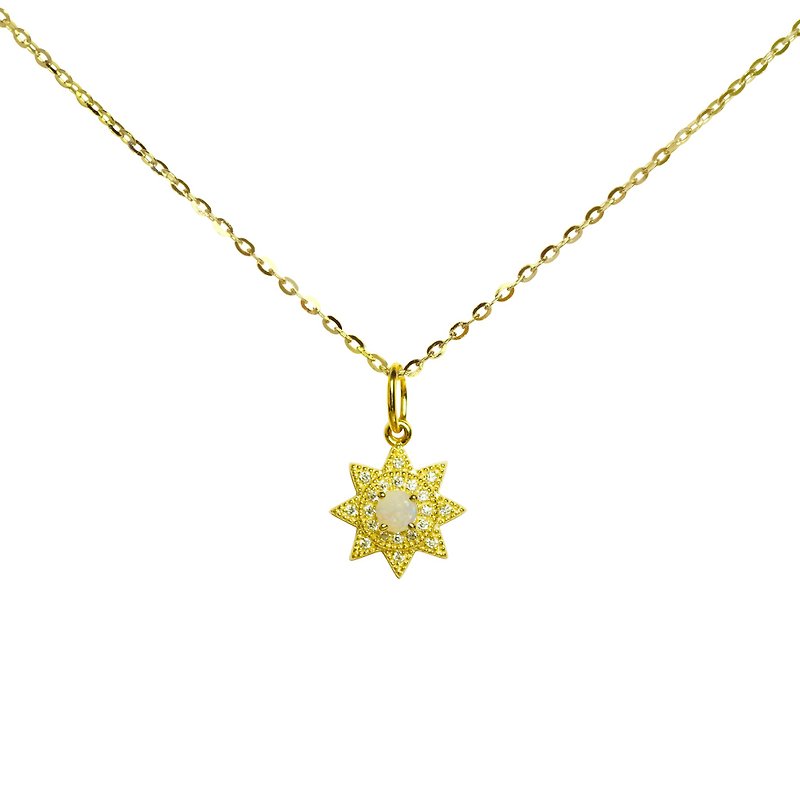 Sun Opal Necklace - Sterling Silver - Gold Plated - Stone- Opal - สร้อยคอ - เครื่องเพชรพลอย 