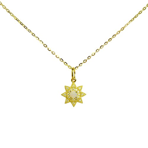 Michelle Yuen Jewelry 太陽蛋白石項鍊 - 925純銀 - 鍍金 - 鋯石 - 歐泊