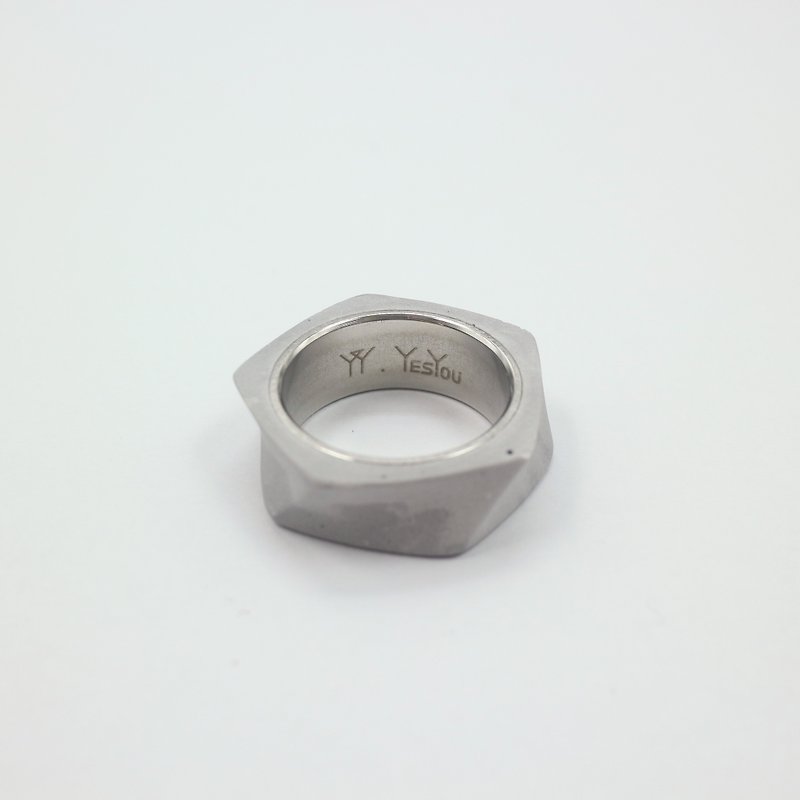 【Impression】 twisted shape cement stainless steel simple ring (primary color) - General Rings - Cement Gray