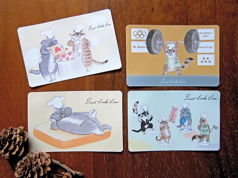 Card Sticker-Cat chefs - สติกเกอร์ - วัสดุกันนำ้ 