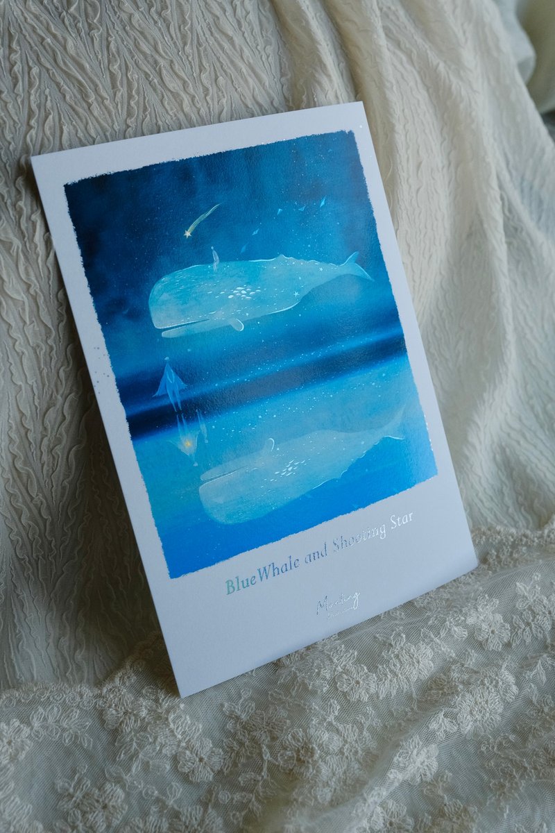 雷射畫卡 15x21cm (A5) - BlueWhale and Shooting Star - 卡片/明信片 - 紙 