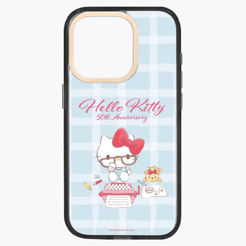 HelloKitty 50週年－格紋藍 透黑框 iPhone 15 14 13 - 手機殼/手機套 - 環保材質 藍色
