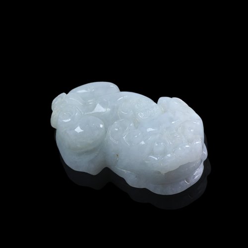 瓔珞翡翠 【招財神獸】白翡翡翠貔貅擺飾 | 天然緬甸玉翡翠A貨 | 送禮