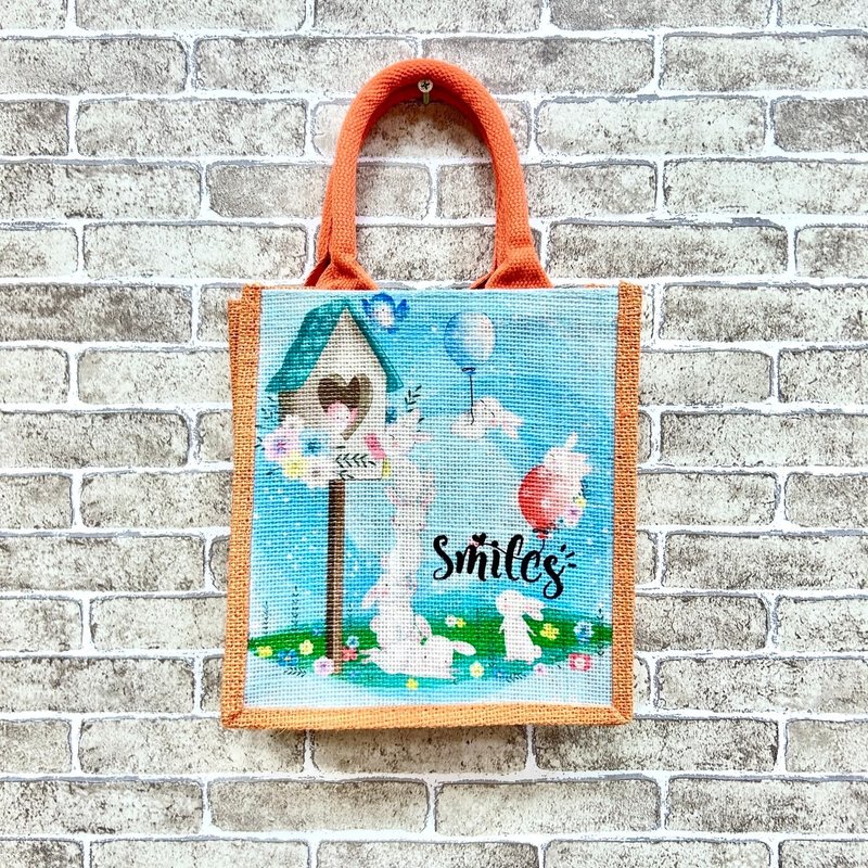 [Handmade] A ball of little rabbit – sunset orange – cultural and creative style life bag - กระเป๋าถือ - ผ้าฝ้าย/ผ้าลินิน หลากหลายสี