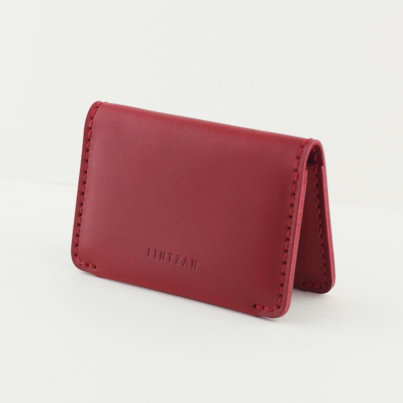 Classic 2 Fold Business Card Holder/Card Holder - Burgundy - Card Holders & Cases - Genuine Leather Red