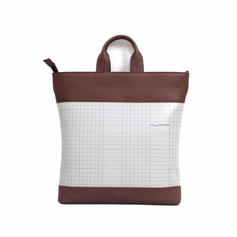 HUM Tote S #CUTTINGMAT #MARBLE GRAY-RED - 手提包/手提袋 - 乳膠 灰色
