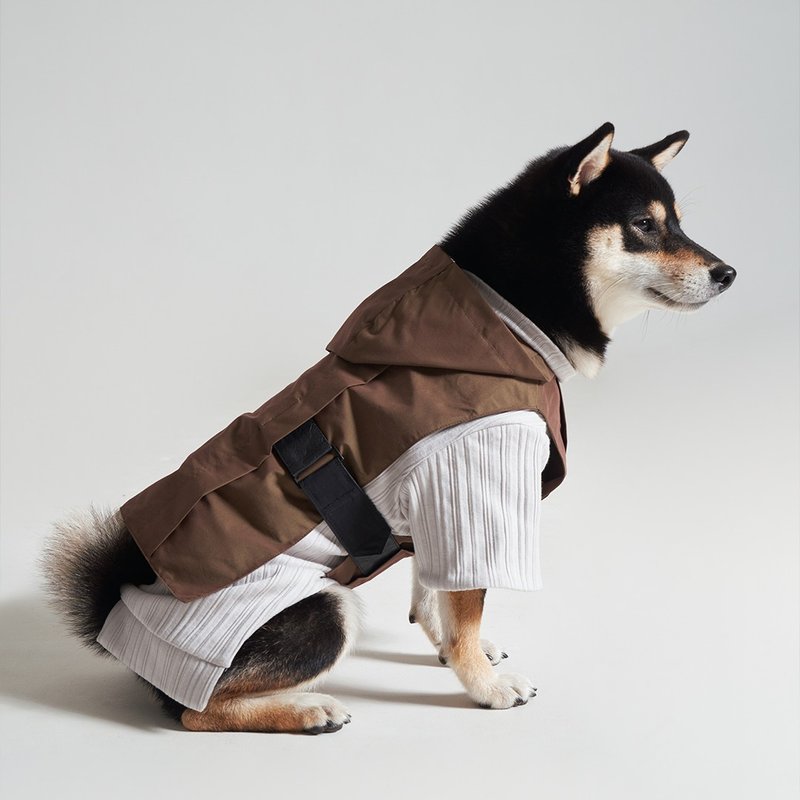 【 VERVVE 】Trapped | Two-toned Hoodie Vest Fashion Petwear - ชุดสัตว์เลี้ยง - ไฟเบอร์อื่นๆ สีนำ้ตาล