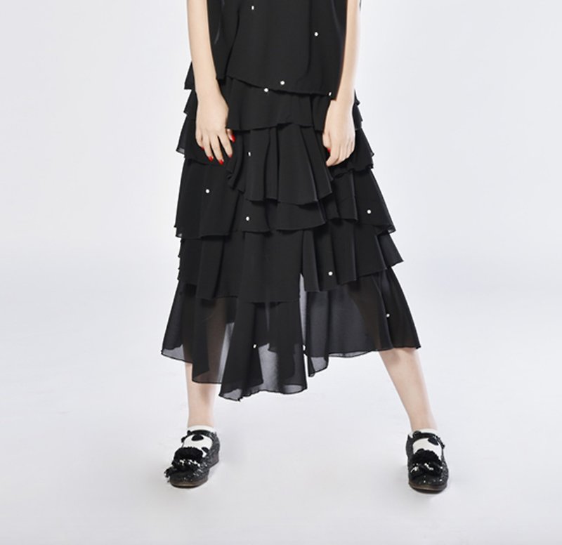 Starry Night layers of chiffon skirt asymmetric skirt - imakokoni - Skirts - Cotton & Hemp 