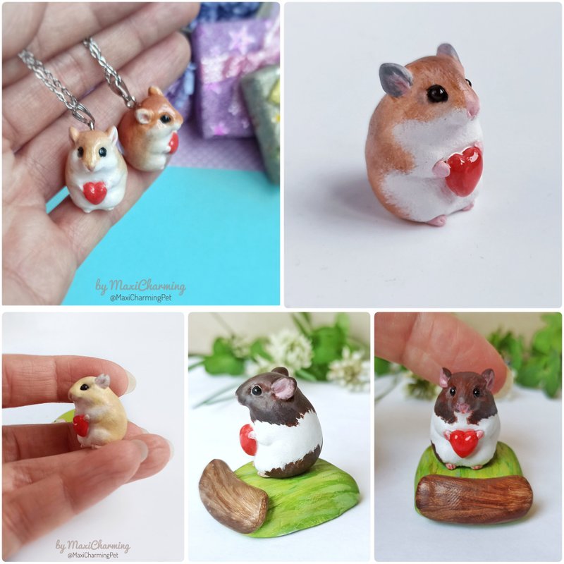 Hamster custom colors statue tiny decor gift memorial pet 紀念 手作 倉鼠 - Other - Plastic Silver