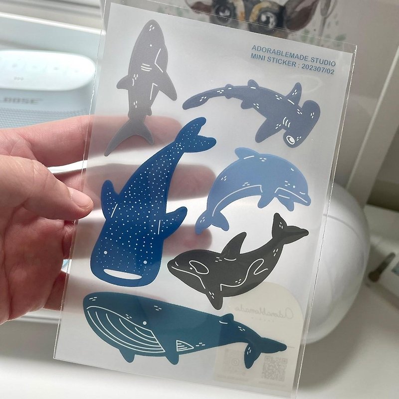 Sticker (A6) : Whale shark & friends - Stickers - Waterproof Material 