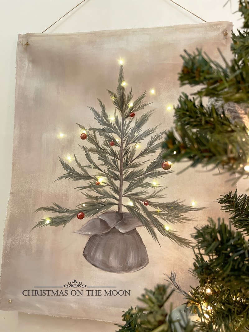 Hanging canvas Christmas tree lights - Posters - Pigment 