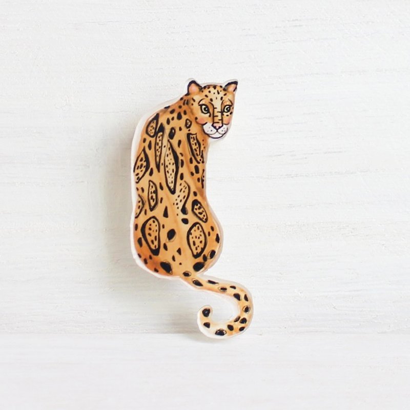 Leopard small badge / pin I Forest Daily - เข็มกลัด/พิน - อะคริลิค สีกากี