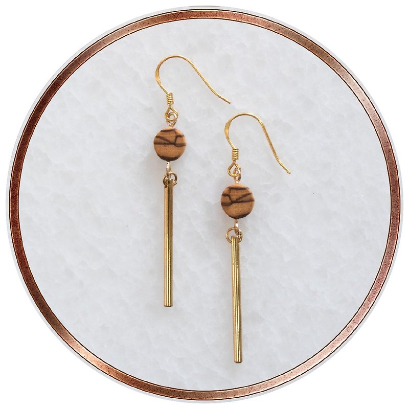ITW Olive Wood Earring - Cupid_H - ต่างหู - เงินแท้ สีทอง