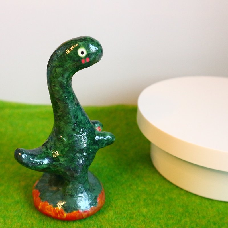 【Handicraft sculpture】Small Dinosaur Sculpture Handicraft No.1 - ของวางตกแต่ง - ดินเหนียว สีเขียว