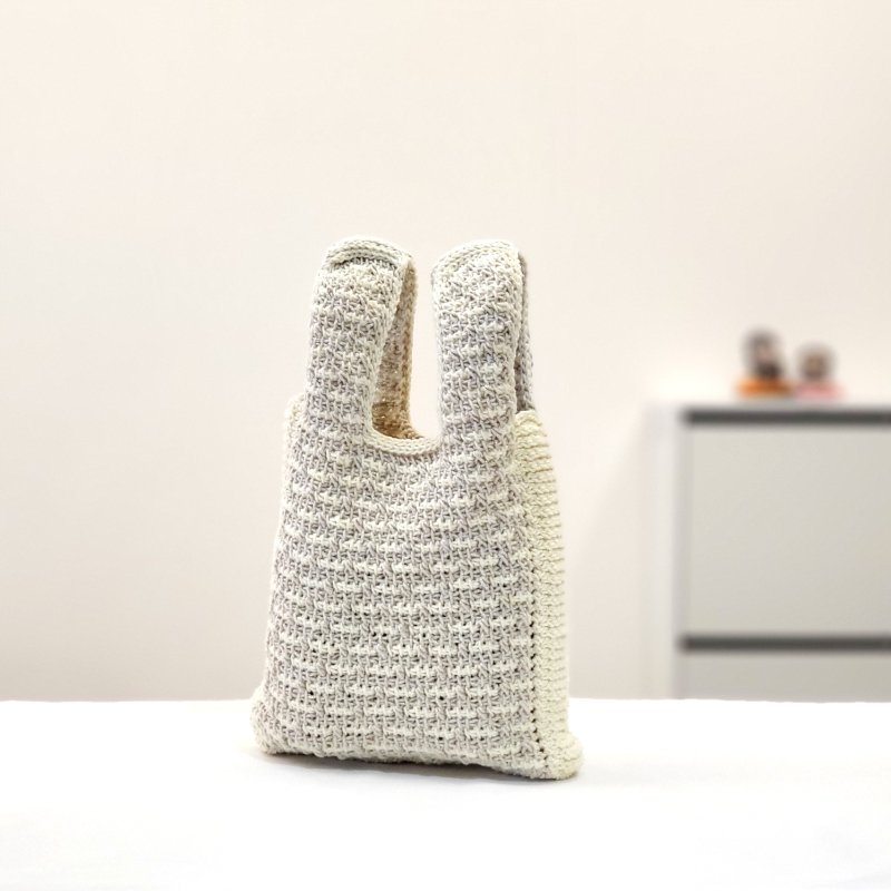 Dual two tone bunny bag 雙面雙色兔子包/手工鉤針編織包 - 手提包/手提袋 - 棉．麻 