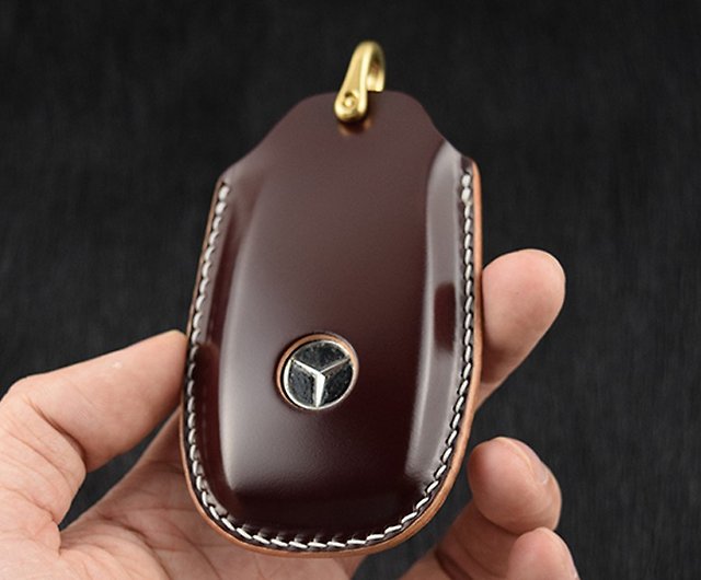 Benz handmade leather keychain Shell Cordovan W205 C300 C200 GLA250 a180  W213 - Shop YOOOZE Keychains - Pinkoi