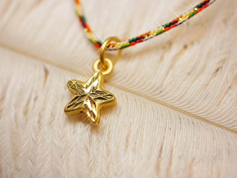 Gold Pendant - Pentagram Pendant Gold Jewelry - Gold 9999 - สร้อยคอ - ทอง 24 เค สีทอง