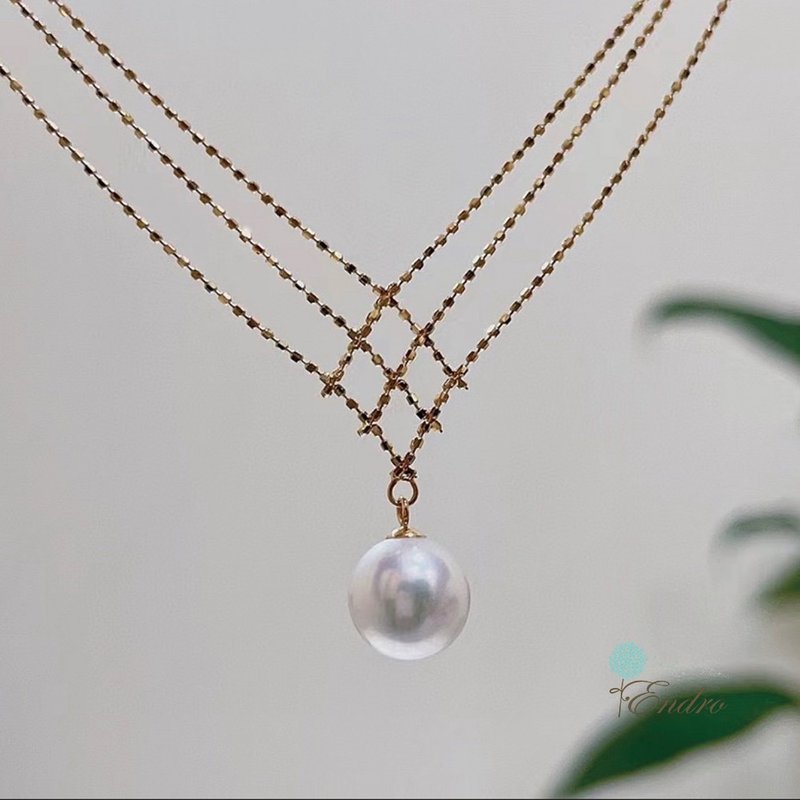 ENDRO ACC 18K Fairy Lace AKOYA Seawater Pearl Necklace - สร้อยคอ - ไข่มุก หลากหลายสี