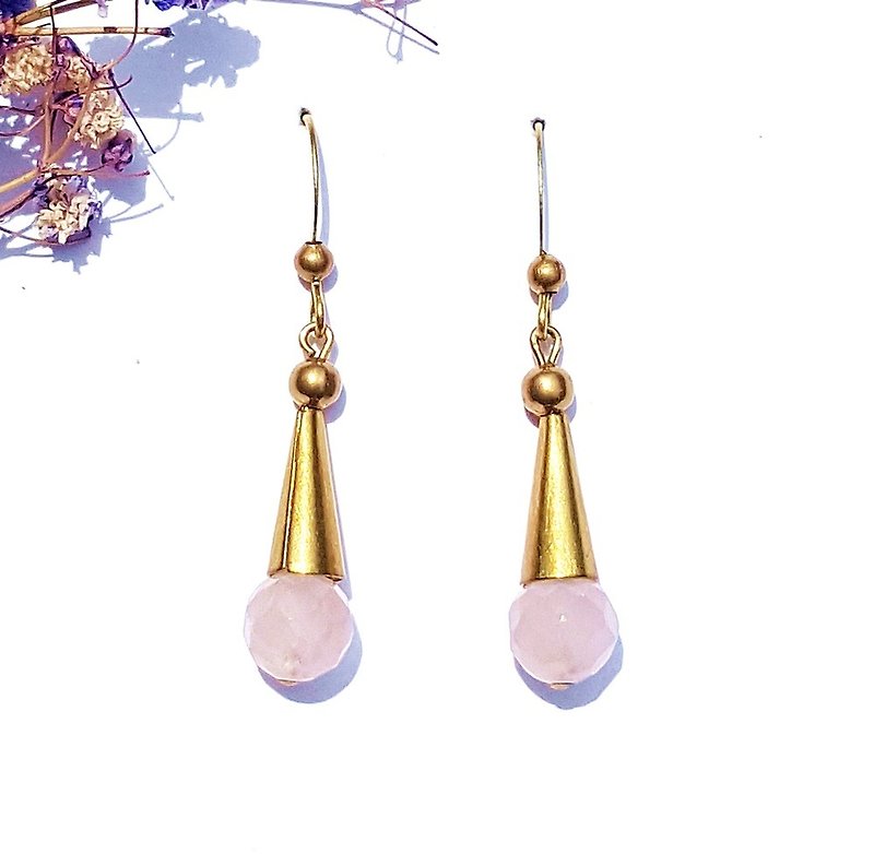 Love Magic Hat - Cut Flour Crystal Bronze Earrings Minimalist Geometric Personality Valentine's Day Birthday Custom - Earrings & Clip-ons - Copper & Brass Pink