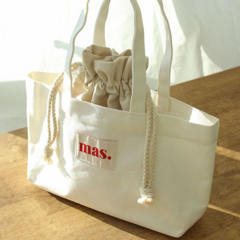 Korean designer brand Masmarulez boat-shaped canvas handbag - Handbags & Totes - Cotton & Hemp 