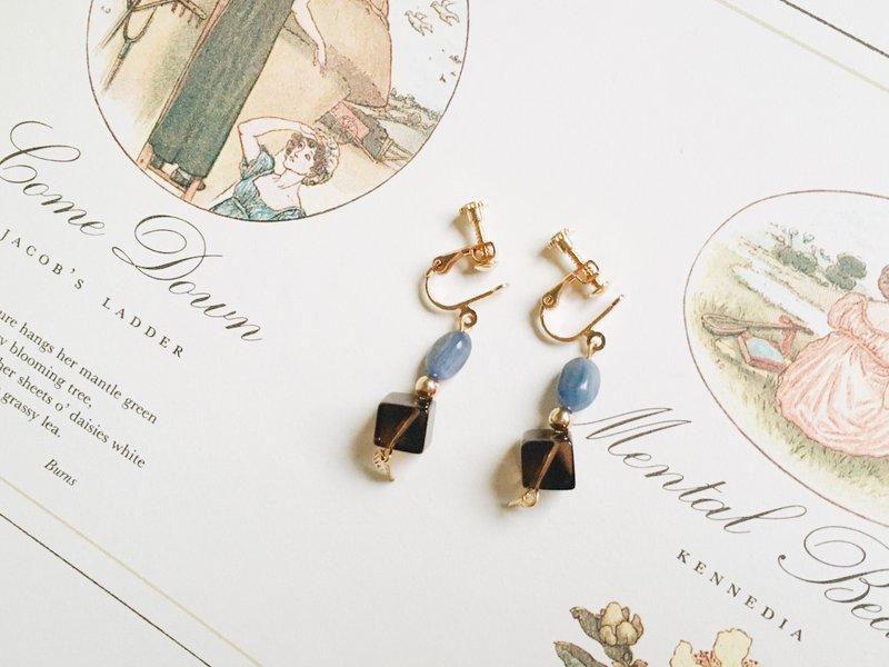 Enko | Optimistic Liberal Citrine Stone Leaf Clip-On Earrings - Earrings & Clip-ons - Semi-Precious Stones Blue