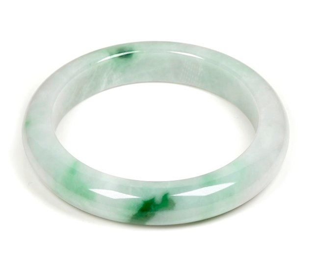 天然ミャンマー産翡翠（A貨） 陽緑ブレスレット 貴重品❣️ミャンマー産A貨翡翠 陽緑漂花柄ブレスレット 天然ミャンマー