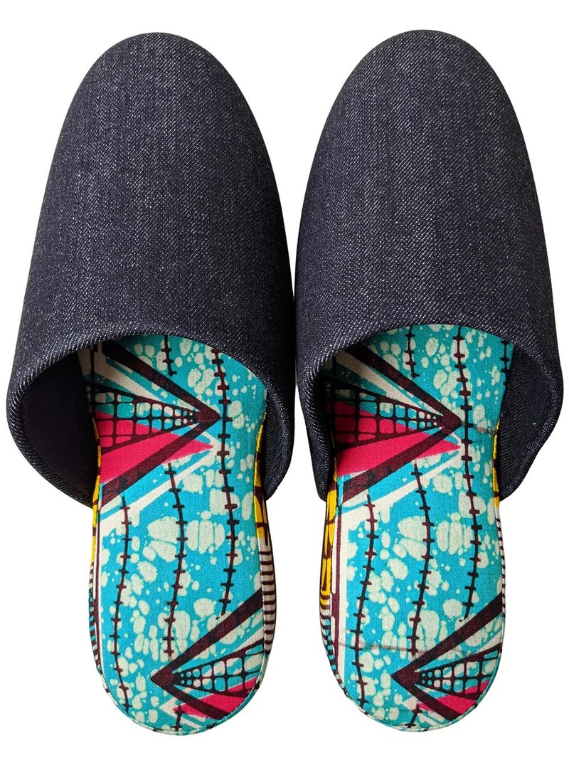 [DENIM Mix] Slippers MD-224 / L (25.5〜27cm) - Indoor Slippers - Cotton & Hemp Blue