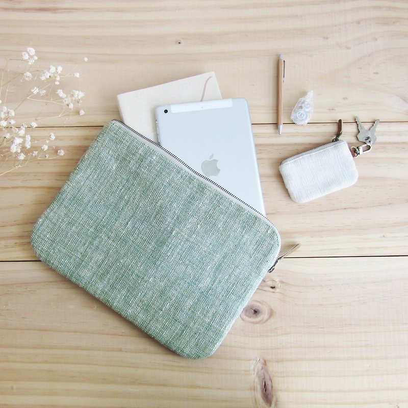 Mini Clutch Bags Hand Woven Cotton Natural Color - Other - Cotton & Hemp Green