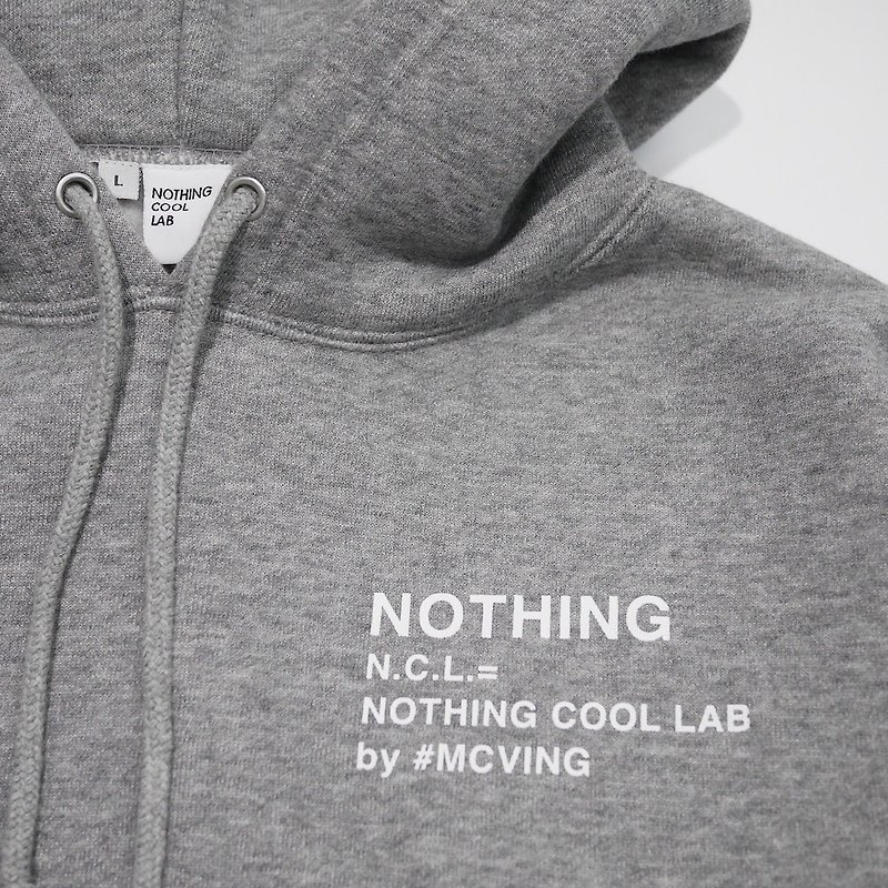 連帽衫"NOTHING"灰 (Nothing Cool Lab N.C.L. by MCVING) - 中性衛衣/T 恤 - 棉．麻 銀色