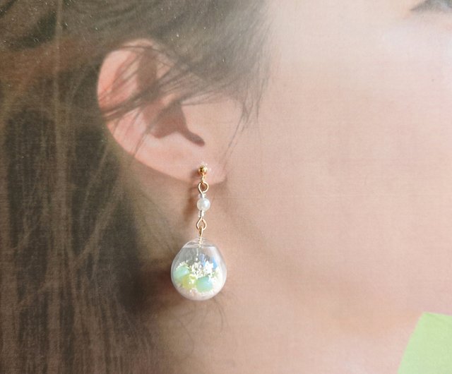 Yanyu 手作り 925シルバーイヤリング ビーチ 夏 海洋 クリスタル