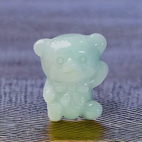 瓔珞翡翠 果綠底翡翠熊熊| 天然緬甸玉A貨翡翠 | 送禮
