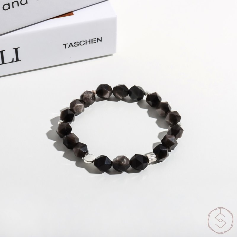 牧羊人 | 銀曜石 S925純銀 | 天然男款水晶手鍊 - 手鍊/手環 - 水晶 黑色